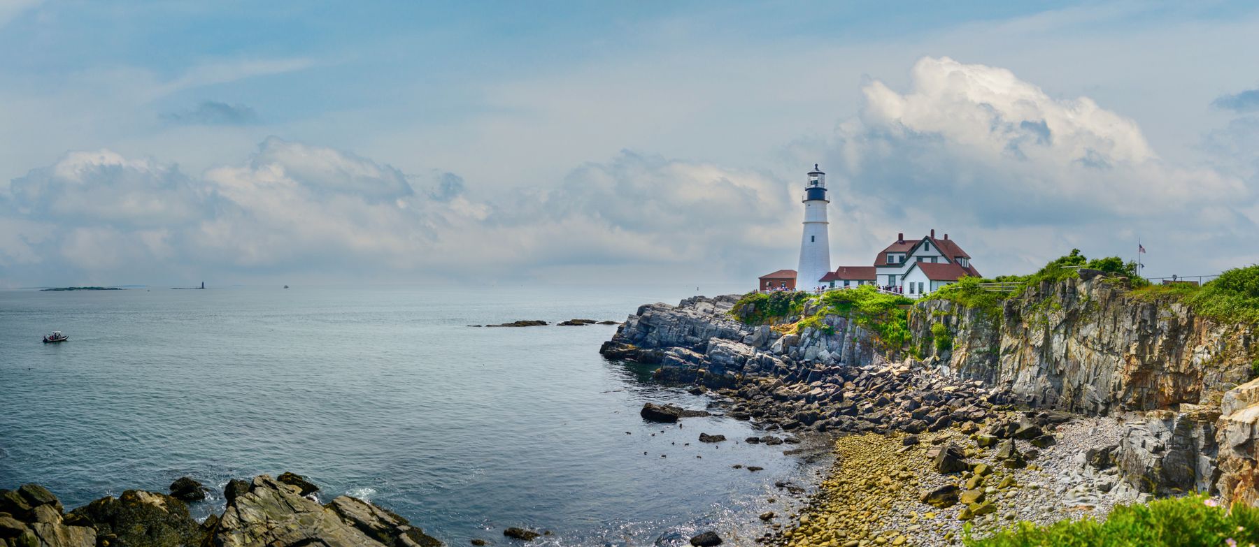 Portland Head Light on the rocky Maine coastline