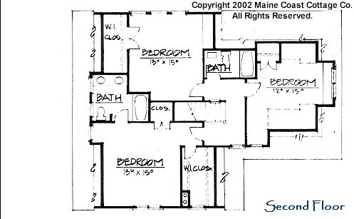 Harpswell second floor plan with the one car garage option
