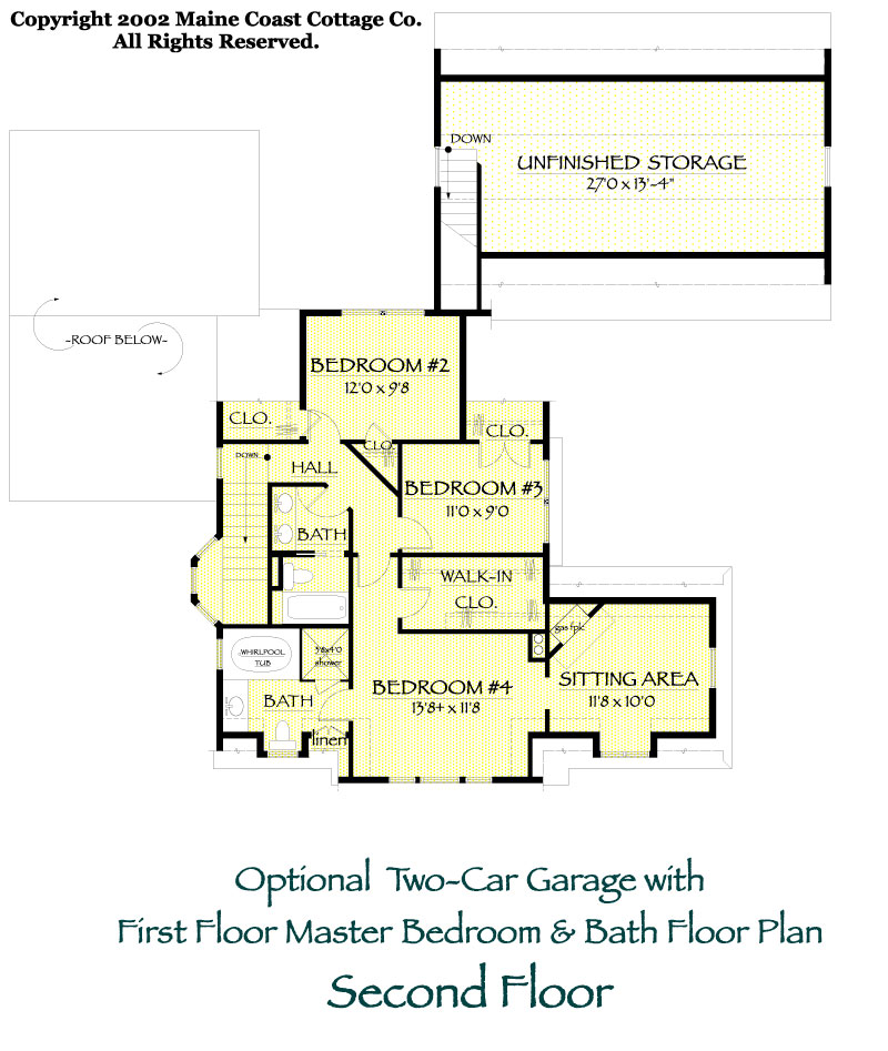 Jordan Pond second floor plan with the two car garage option